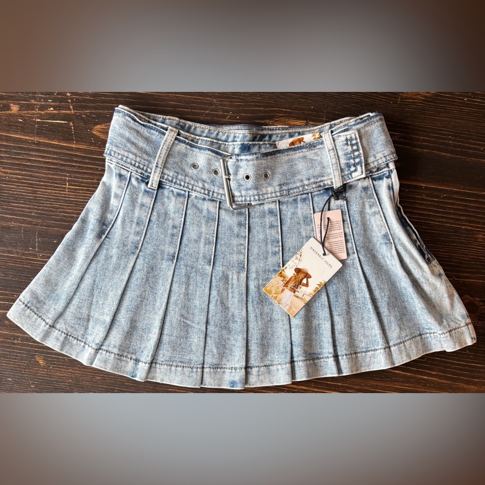 Sincerely Jules Denim Pleated Skater Skirt